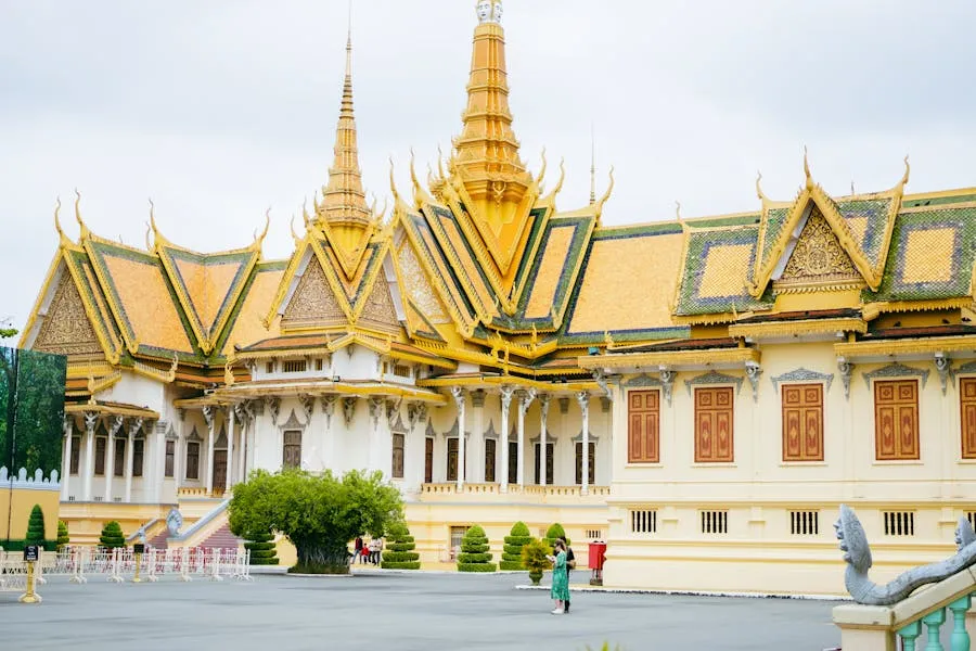 Golden spires and ornate rooftops of the Royal Palace in Phnom Penh