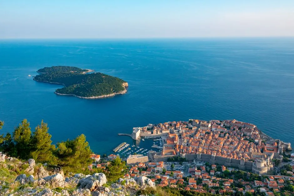 Dubrovnik old town walls overlooking the Adriatic Sea