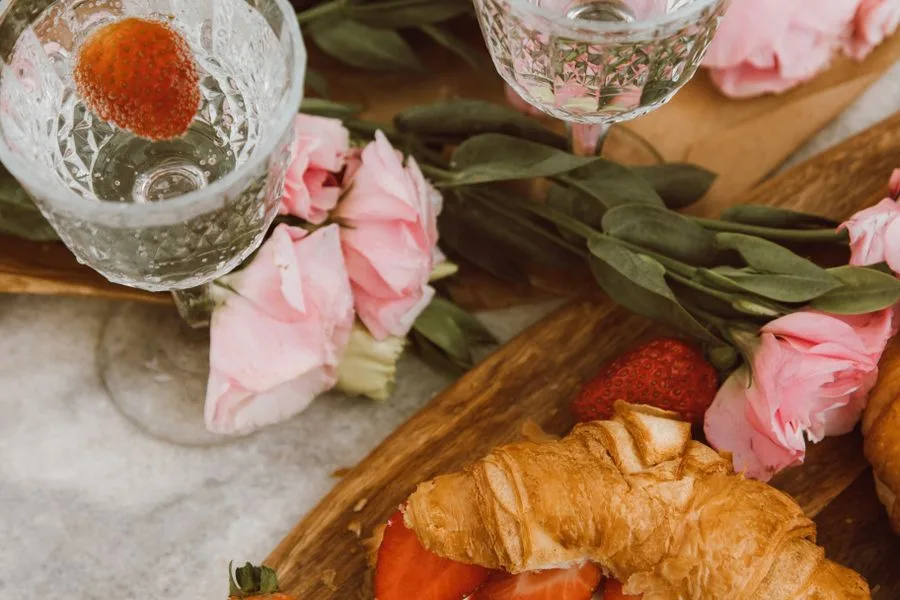 French croissants and wine