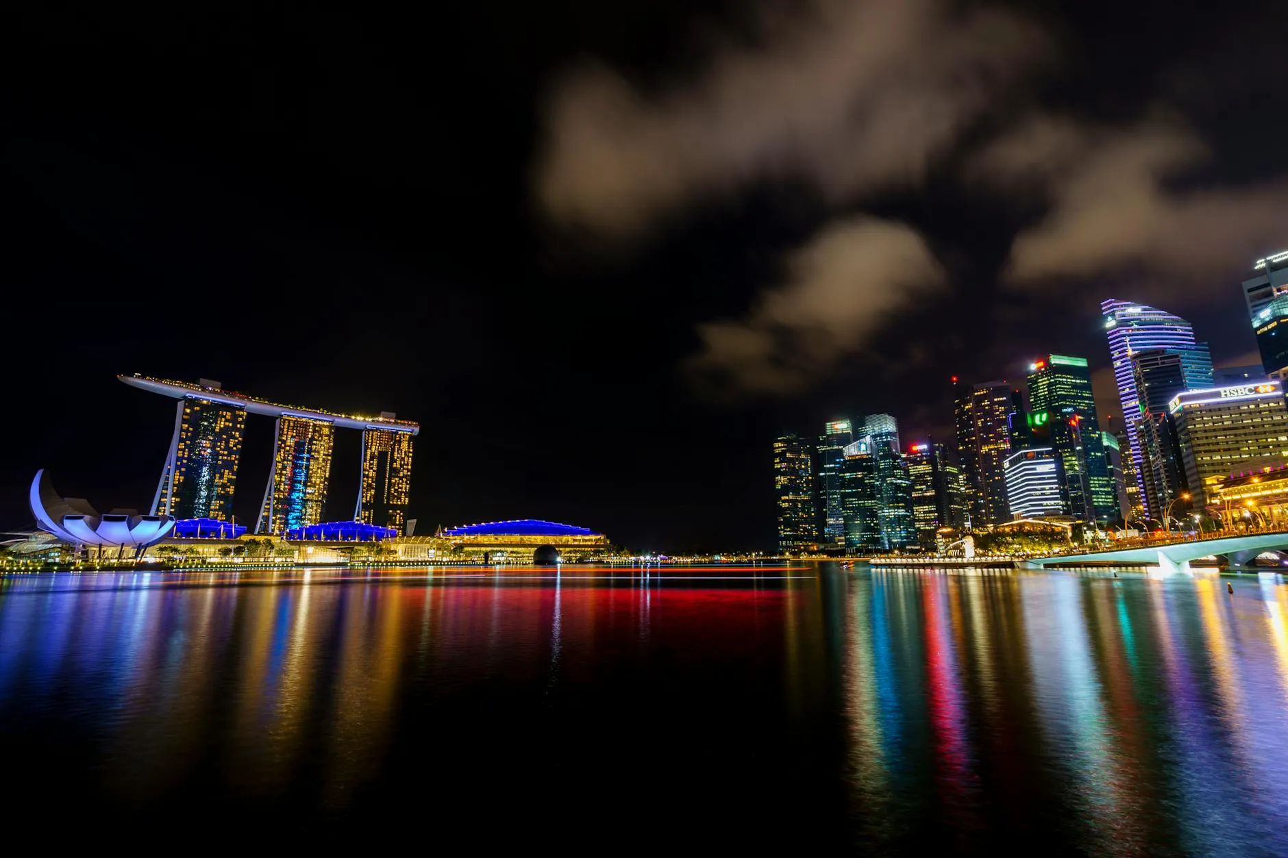 Marina Bay Sands and Singapore skyline at night