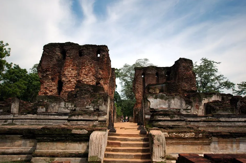 Ancient ruins at Polonnaruwa archaeological site