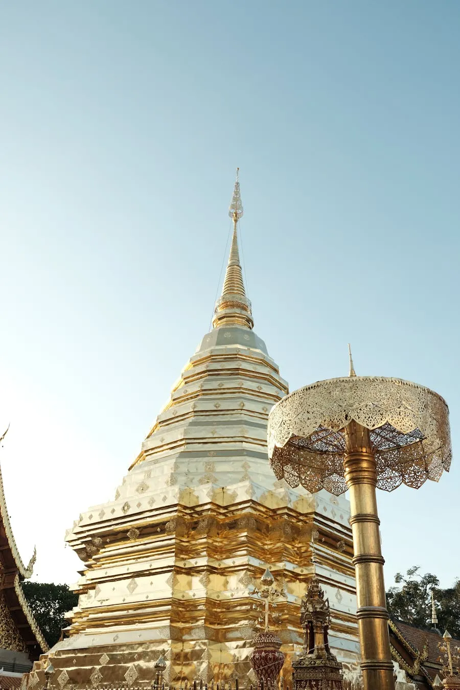 Golden pagoda of Wat Phra That Doi Suthep gleaming above Chiang Mai
