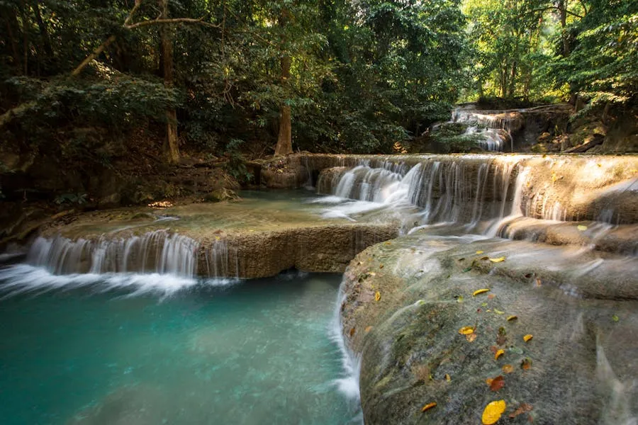 Emerald cascading pools at Erawan Falls in Kanchanaburi