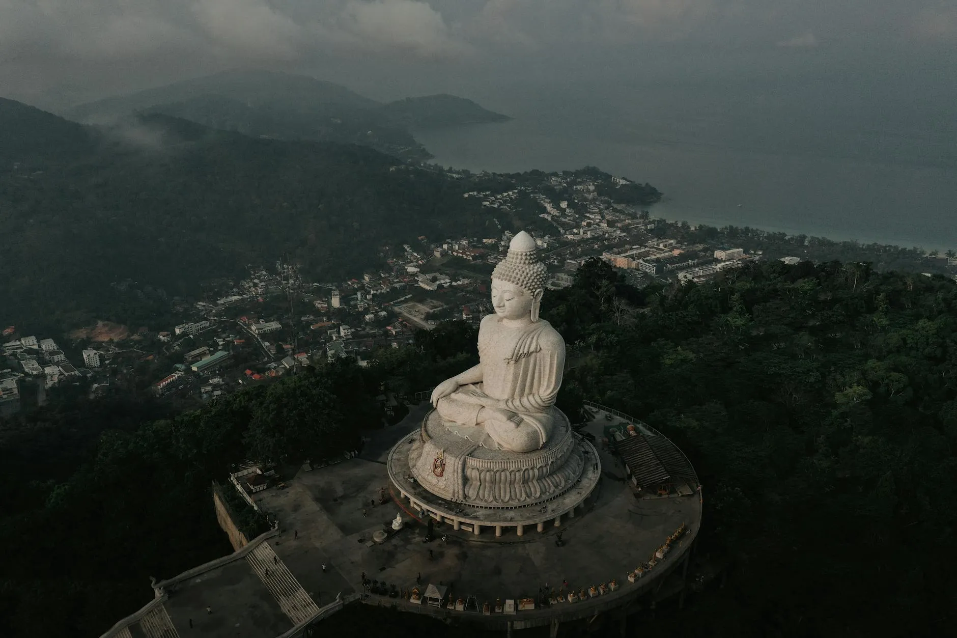 Panoramic aerial view across the diverse Thai landscape